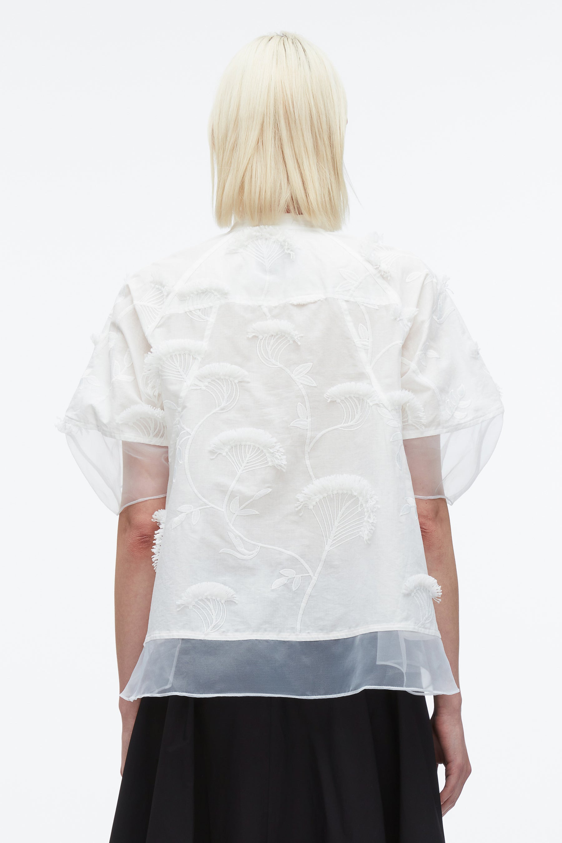 Embroidery Voile Top with Organza Combo - 5