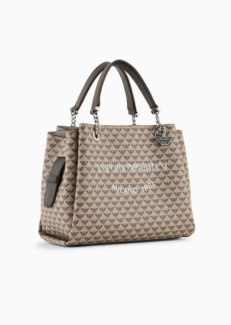 EMPORIO ARMANI All-over eagle handbag with Milano 1981 logo print outlook