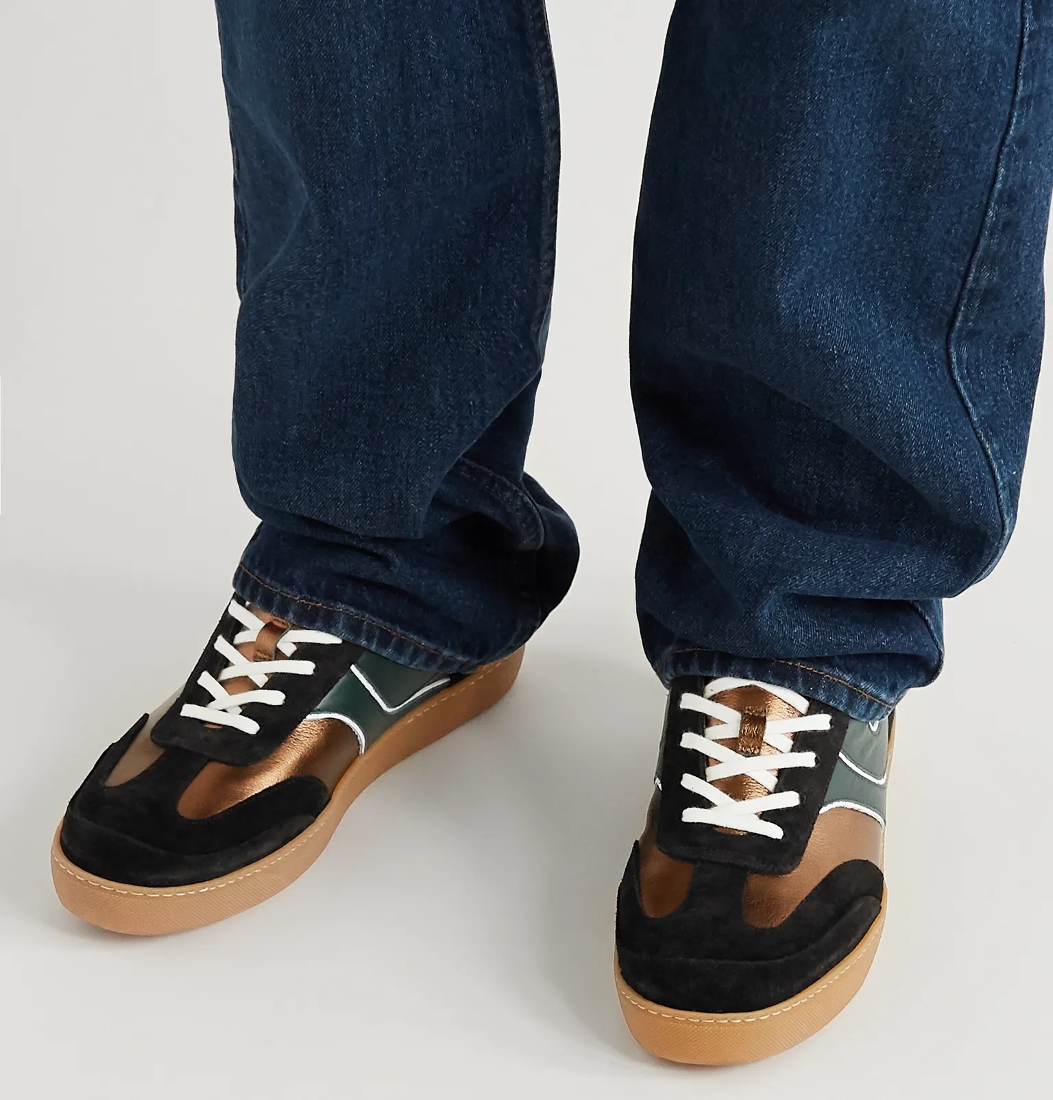 Panelled Suede and Leather Sneakers - 4