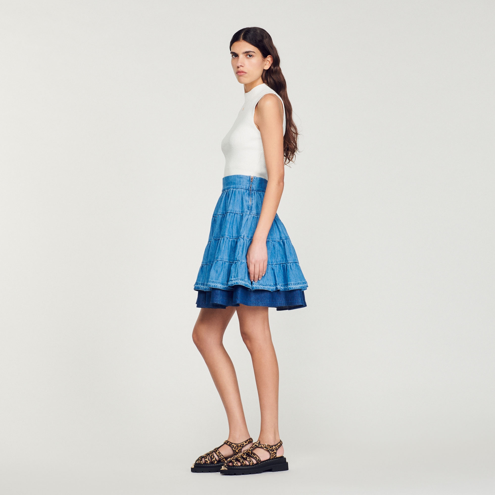 Short denim skirt - 7