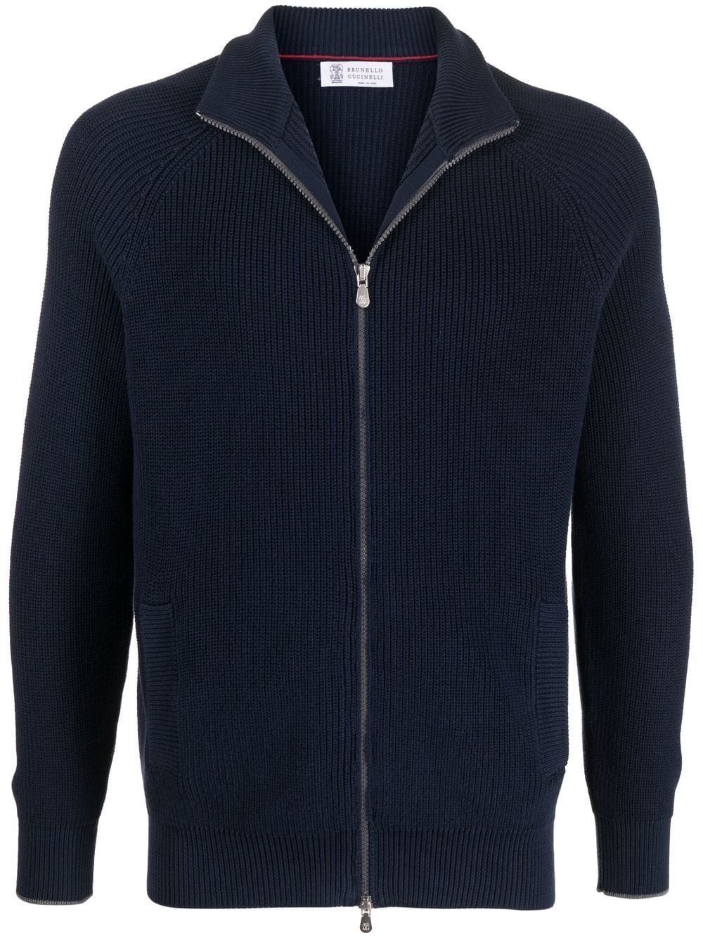 ribbed zip-up cardigan - 1