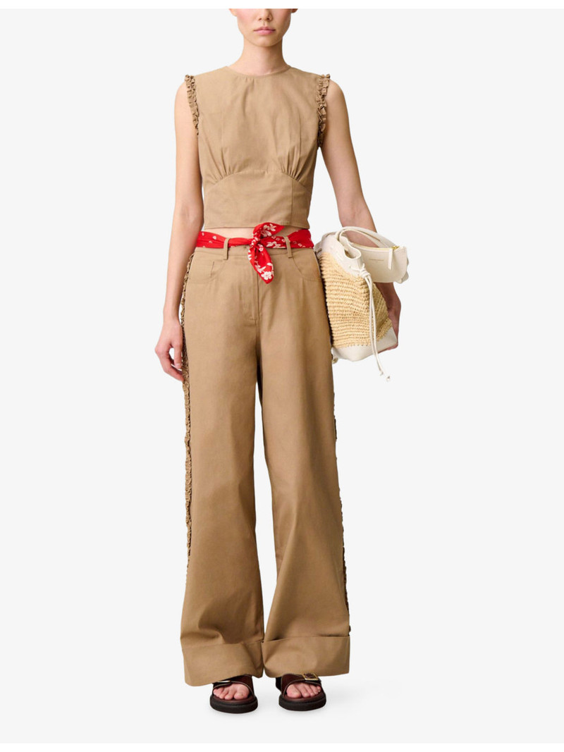 Claudie Pierlot Sleeveless Cropped Cotton-Blend Top outlook