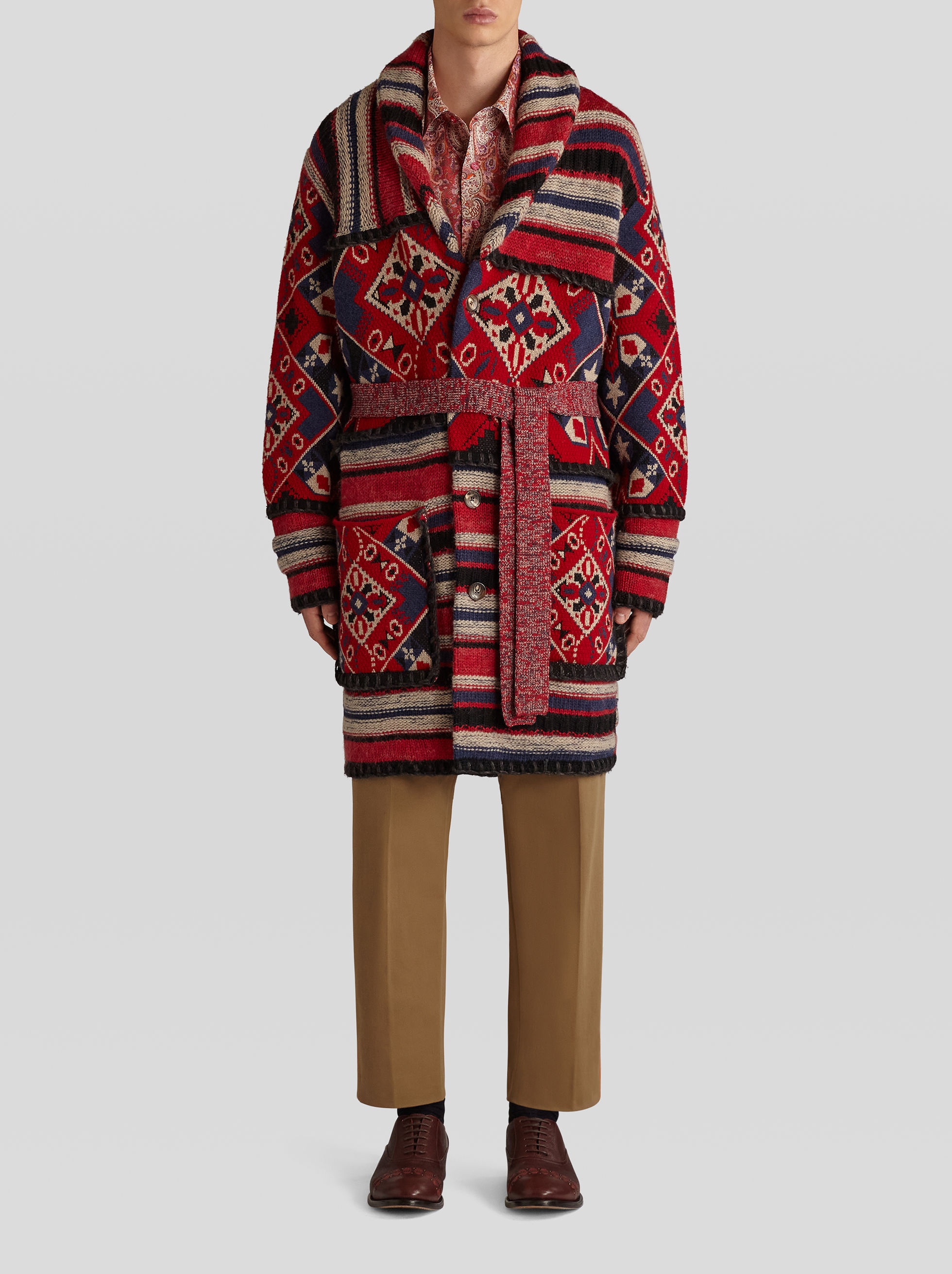 CARPET PATTERN JACQUARD KNITTED COAT - 3