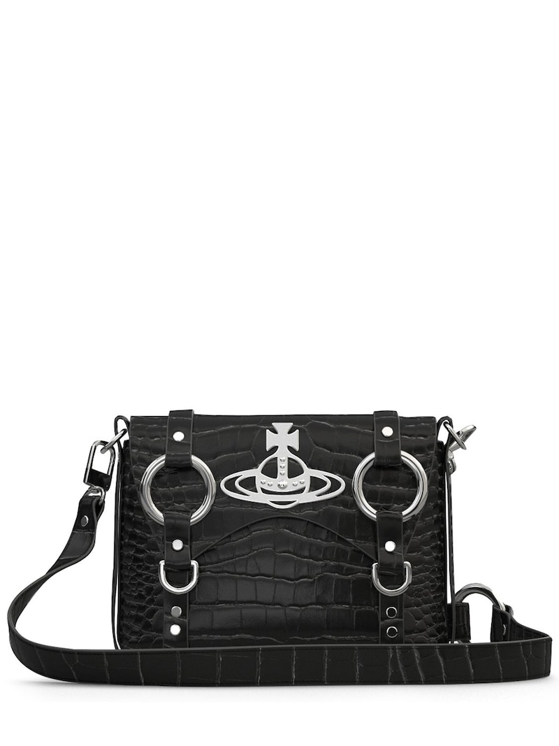 Vivienne Westwood Kim croc embossed leather crossbody bag