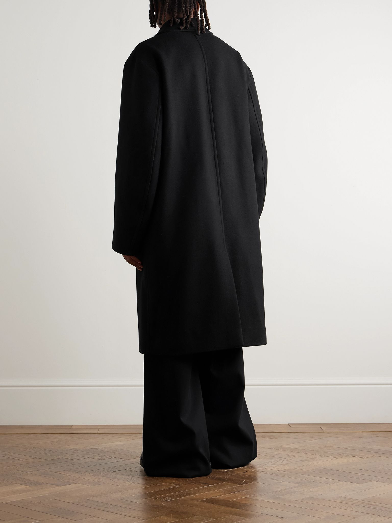 Wool-Blend Twill Coat Black - 3