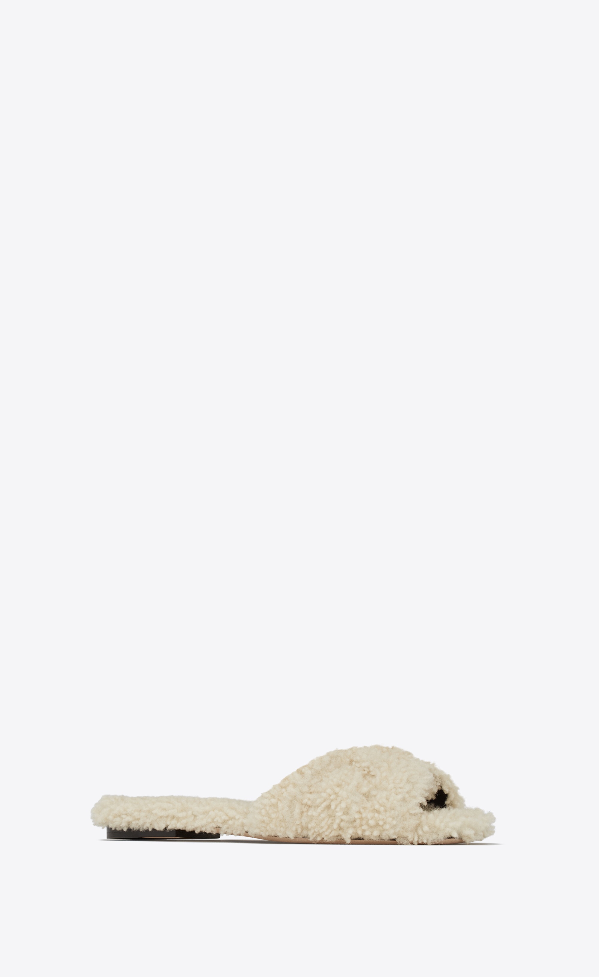 shearling flat slides - 5