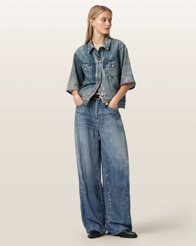 JUNI TERRY SHORT SLEEVE ILLUSION OF DENIM SHIRT 5