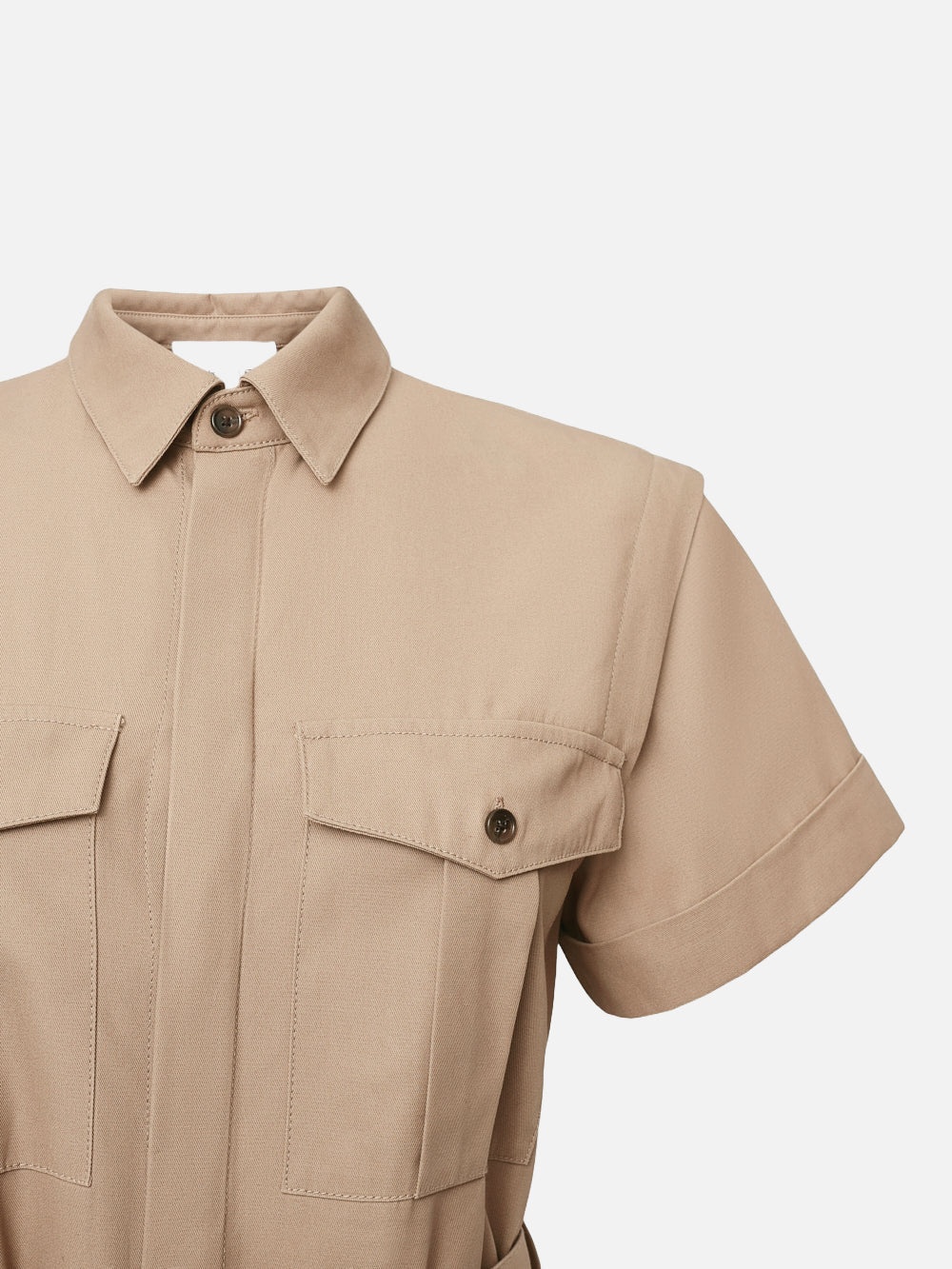 Utility Short Jumpsuit in Khaki Tan - 3