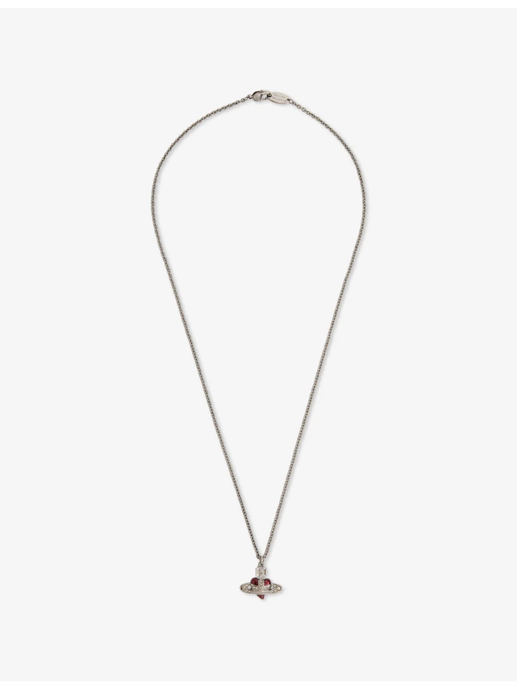 Diamante Heart Brass Pendant Necklace - 1