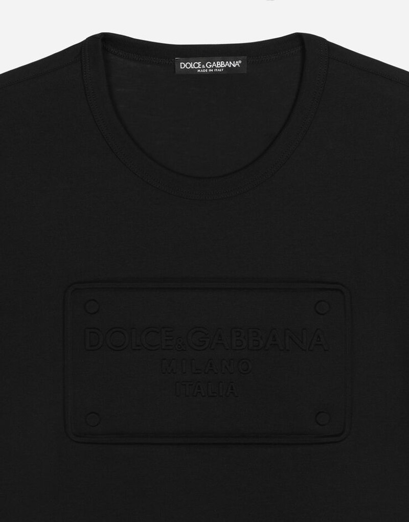 Cotton T-shirt with embossed logo 3