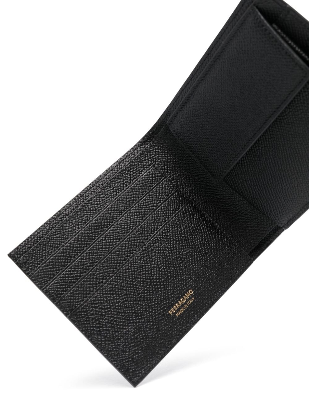 Gancini-plaque grained leather wallet - 3