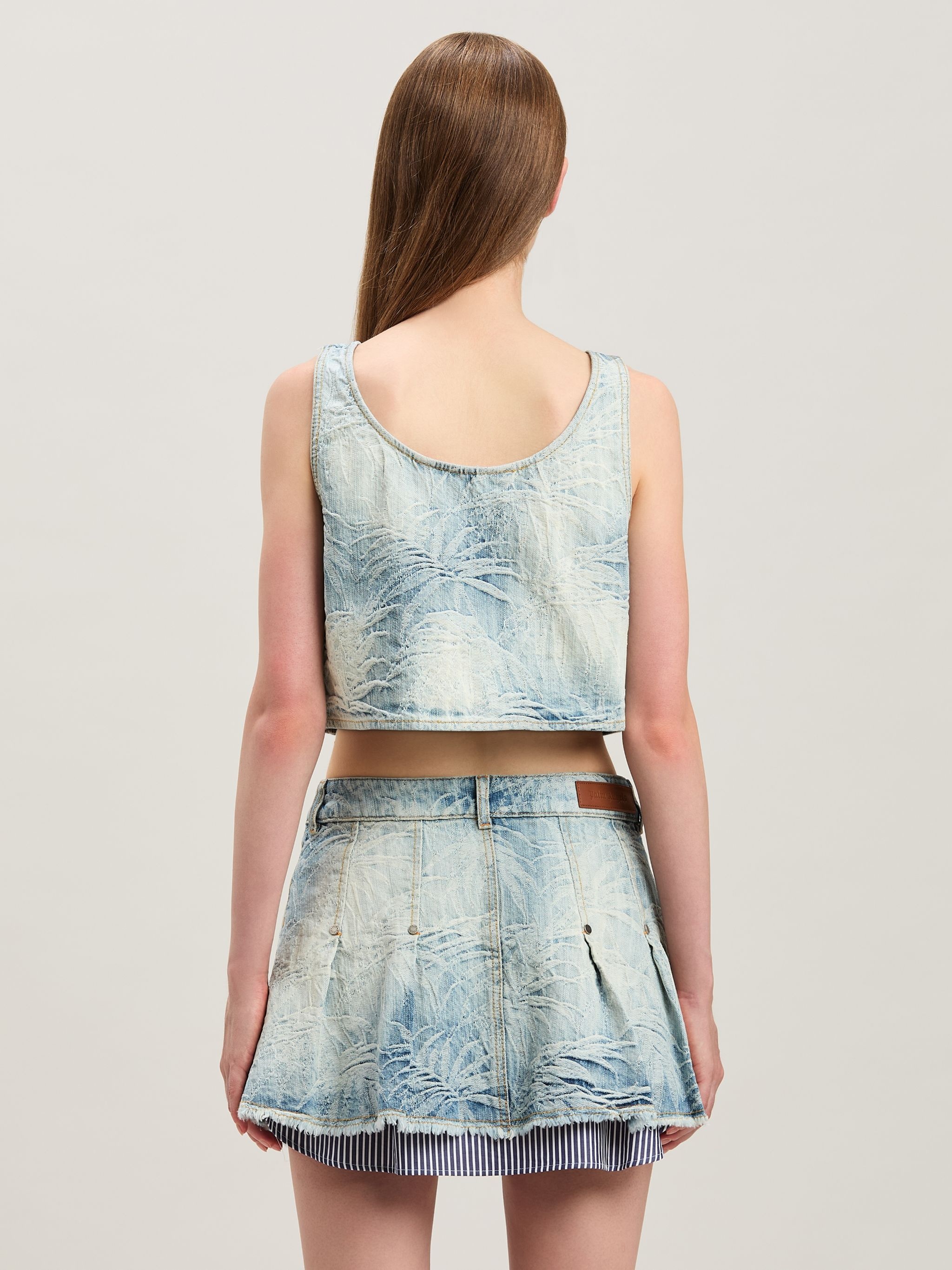 Palms jacquared denim cropped top - 5