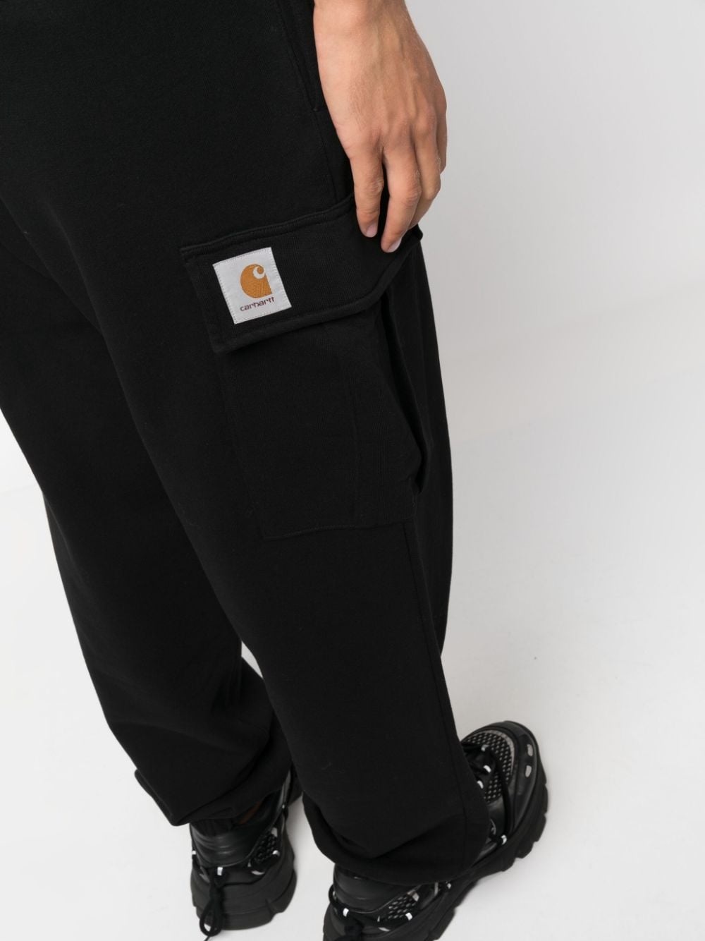 logo-patch cotton cargo trousers - 5
