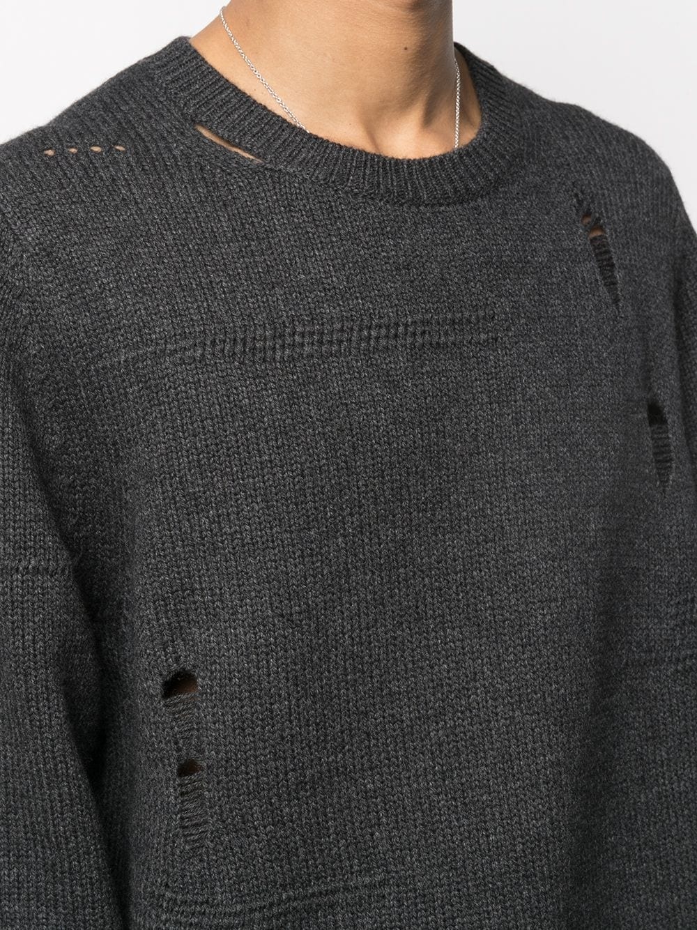 ripped-detailed knitted jumper - 5