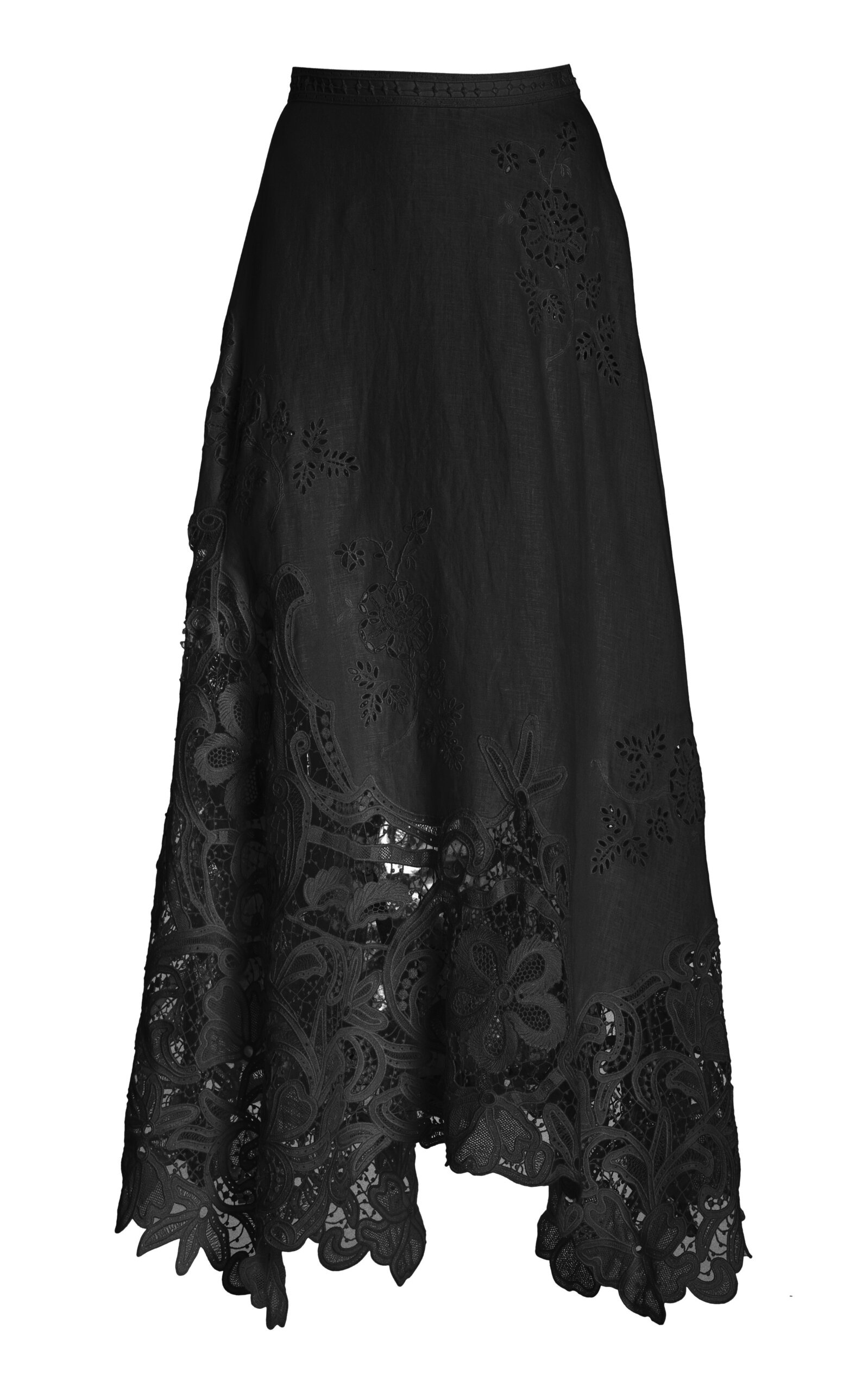 Rae Embroidered Linen Maxi Skirt black - 1