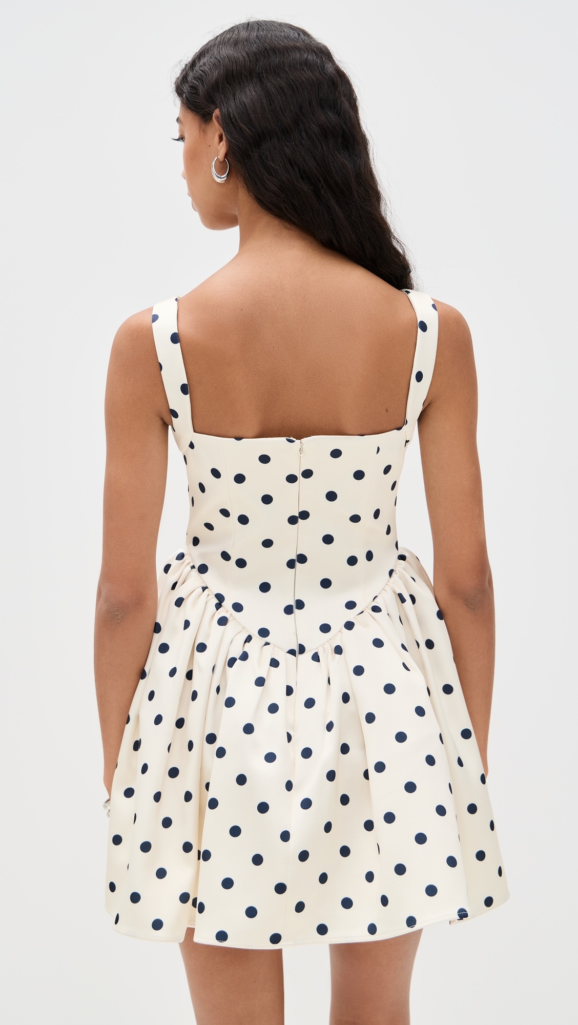 Cream Polka Dot Satin Mini Dress - 2