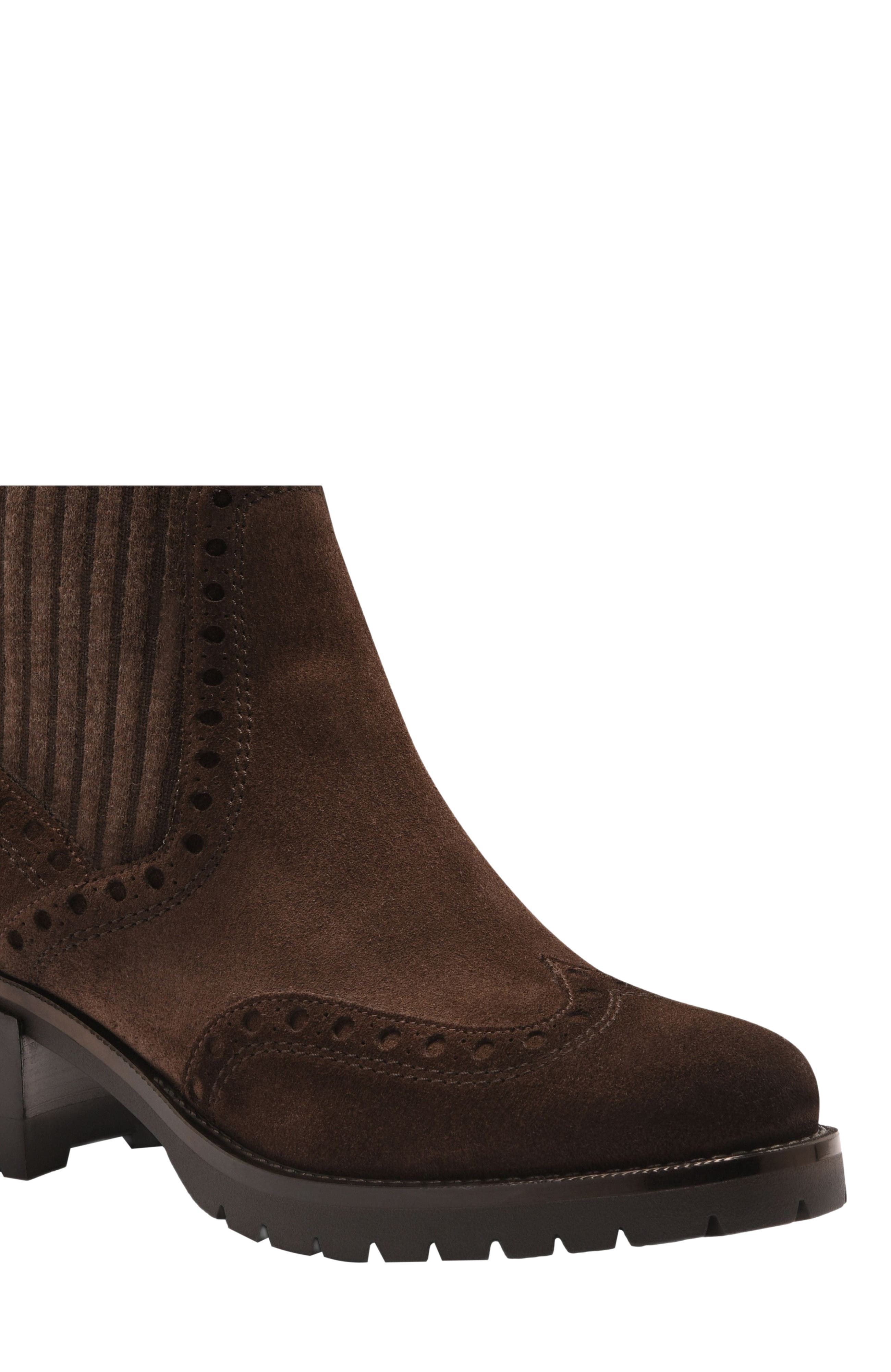 Santoni Women's Ferret Suede Low-Heel Ankle Bootie in Brown at Nordstrom - 4