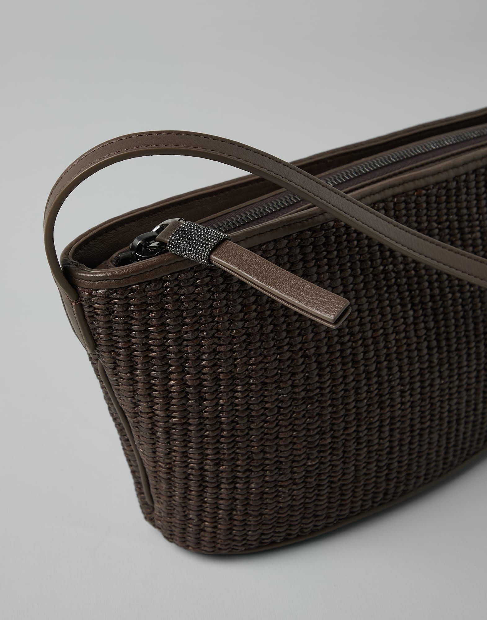 Techno cotton raffia bag with shiny zipper pull - 3