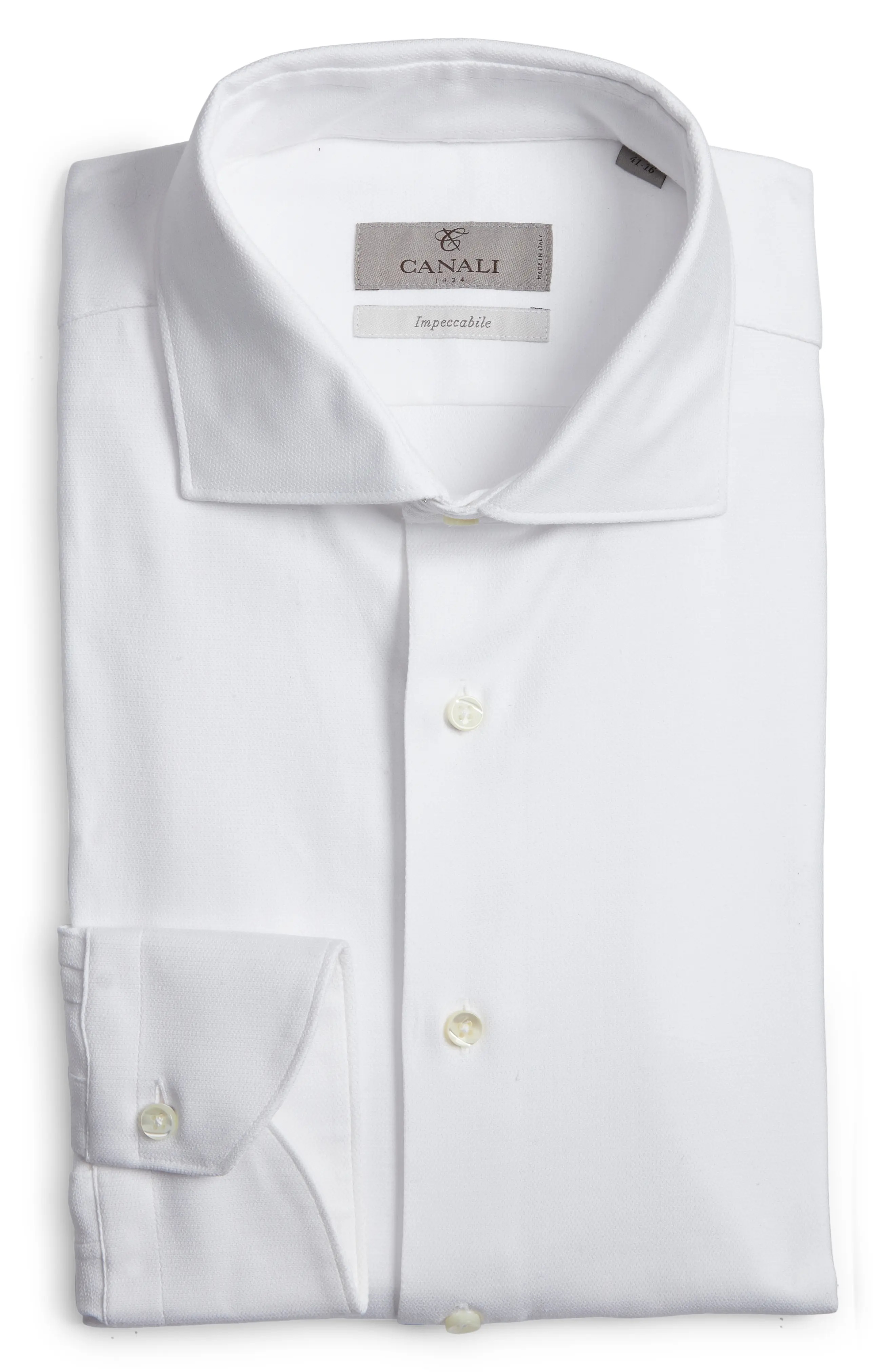 Impeccable Textured Stretch Cotton Dress Shirt - 6