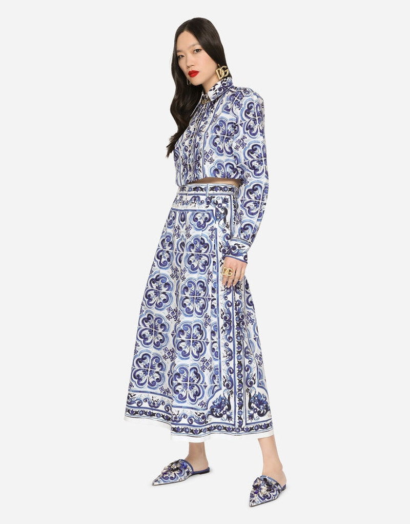 Majolica-print poplin culottes 1
