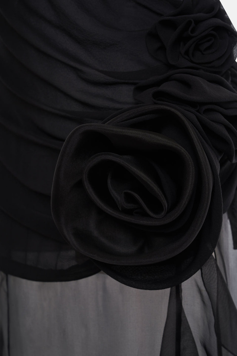 SILK ORGANZA EVENING DRESS WITH VOLANT 3