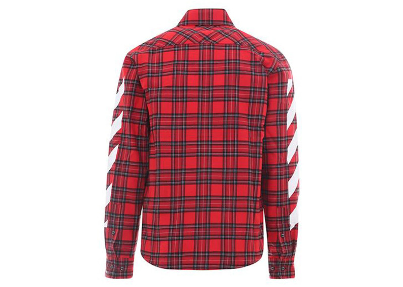 Off-White OFF-WHITE Tartan Diagonal Shirt Red outlook
