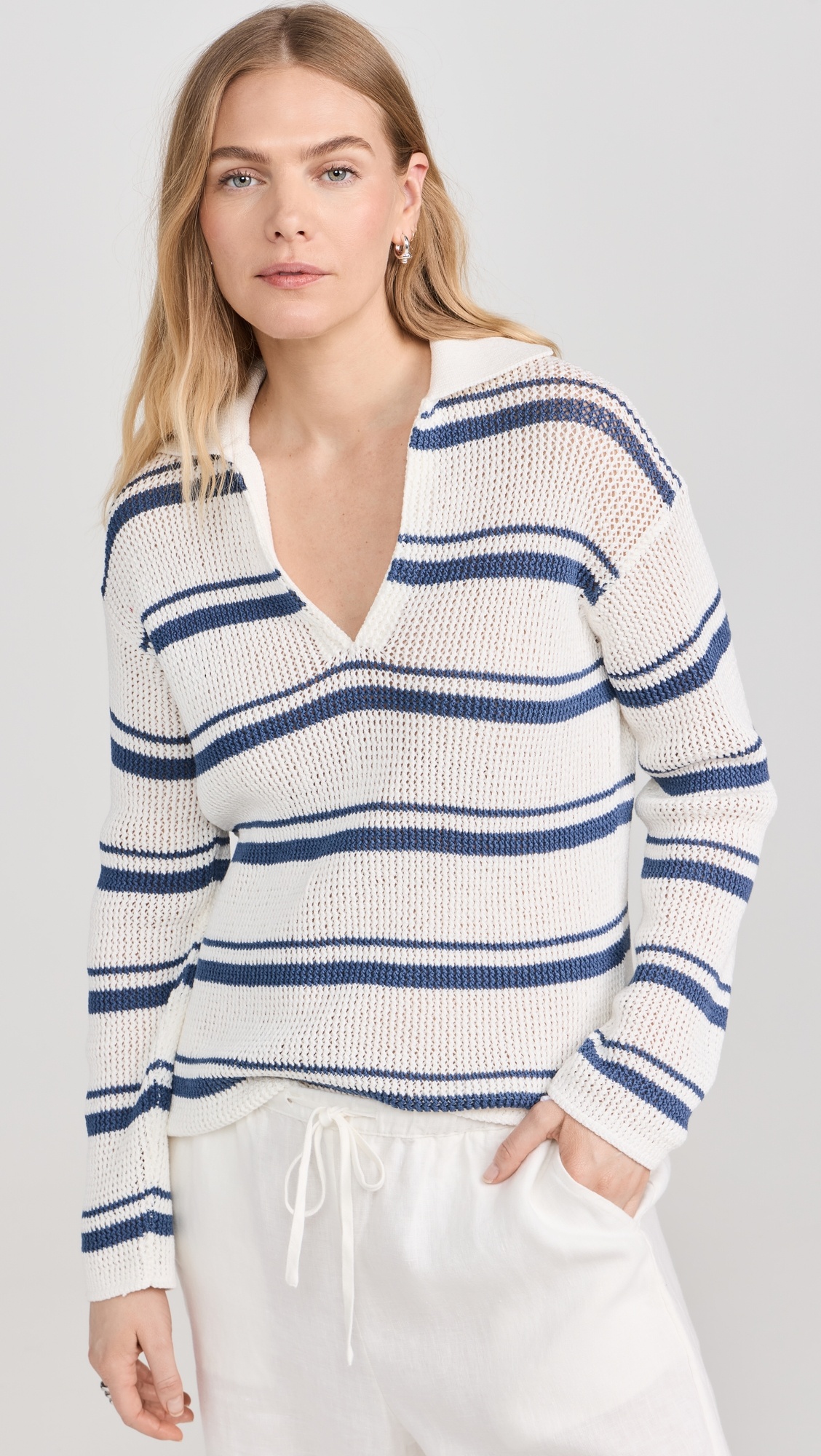 Vince Racked Ribbed Stripe Pullover shopbop REVERSIBLE