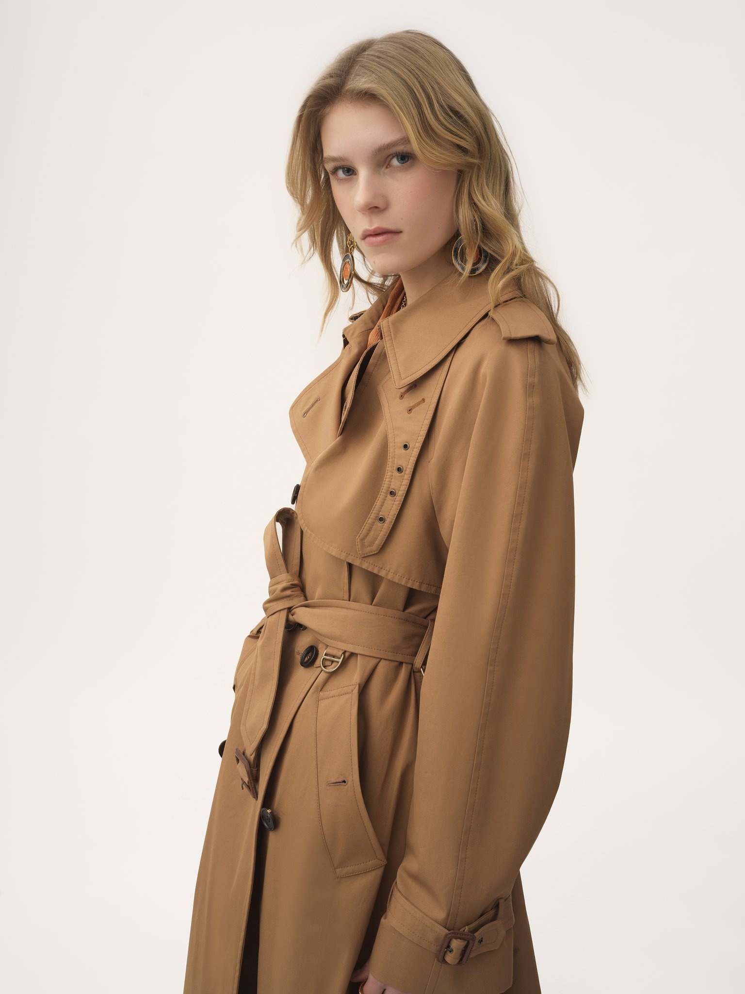 LONG TRENCH COAT IN COTTON GABARDINE - 6