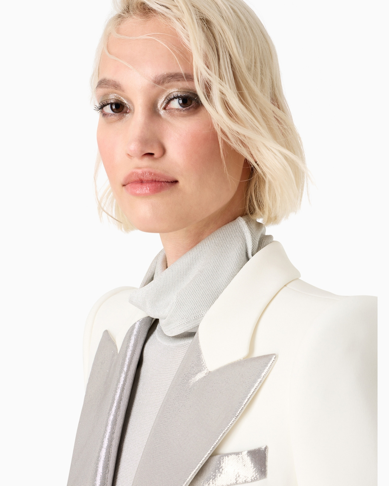 Long single-breasted jacket in silk cady - 5