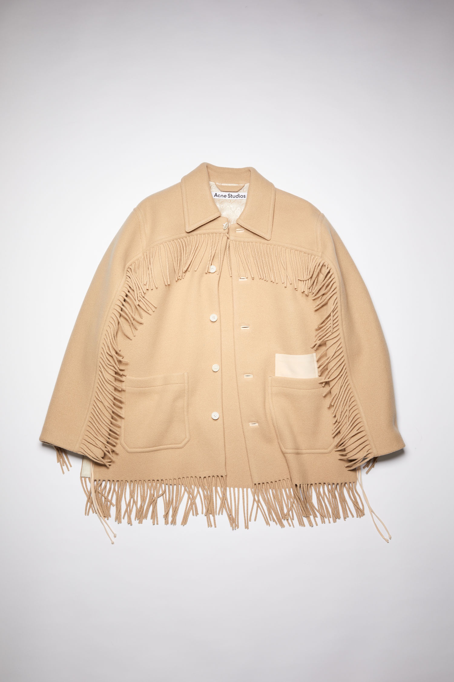 Fringed blanket coat - Beige - 1