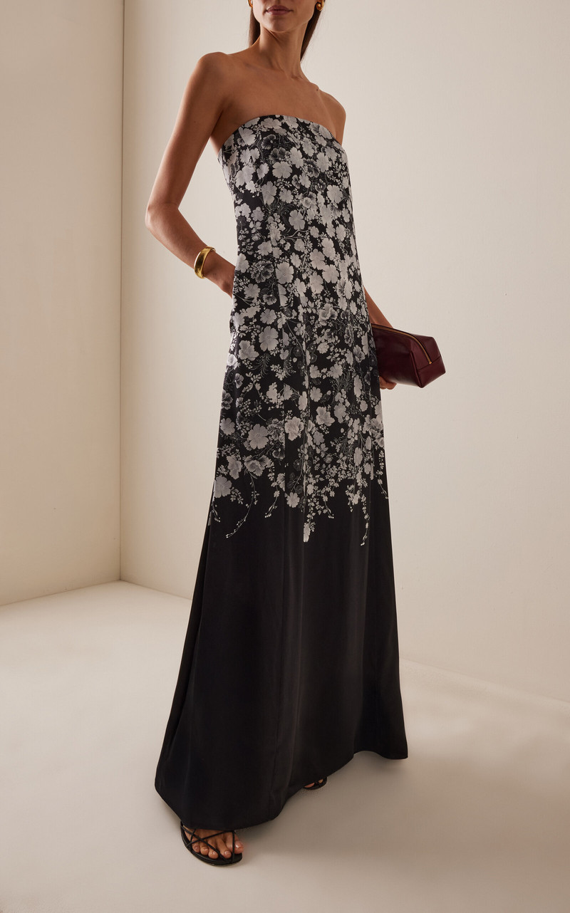 ADAM LIPPES Marias Printed Silk Charmeuse Dress black/white outlook