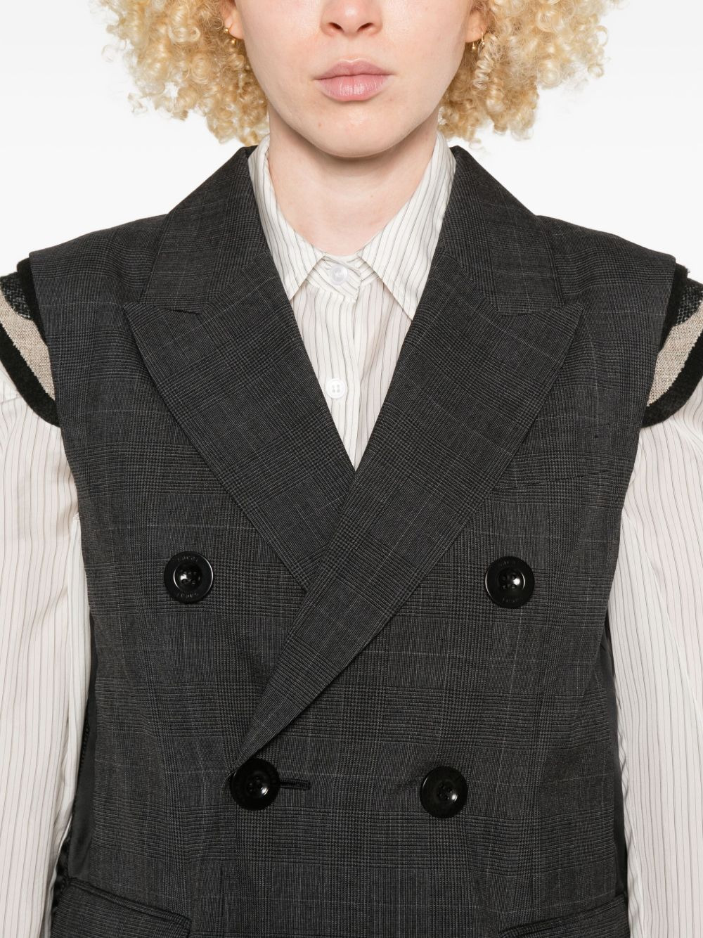 Glen double-breasted checked vest - 5