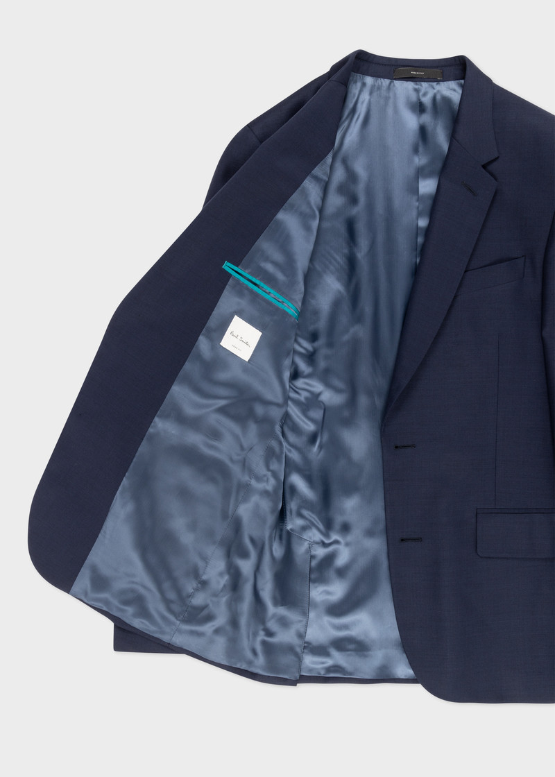 Tailored-Fit Navy Sharkskin Suit 6