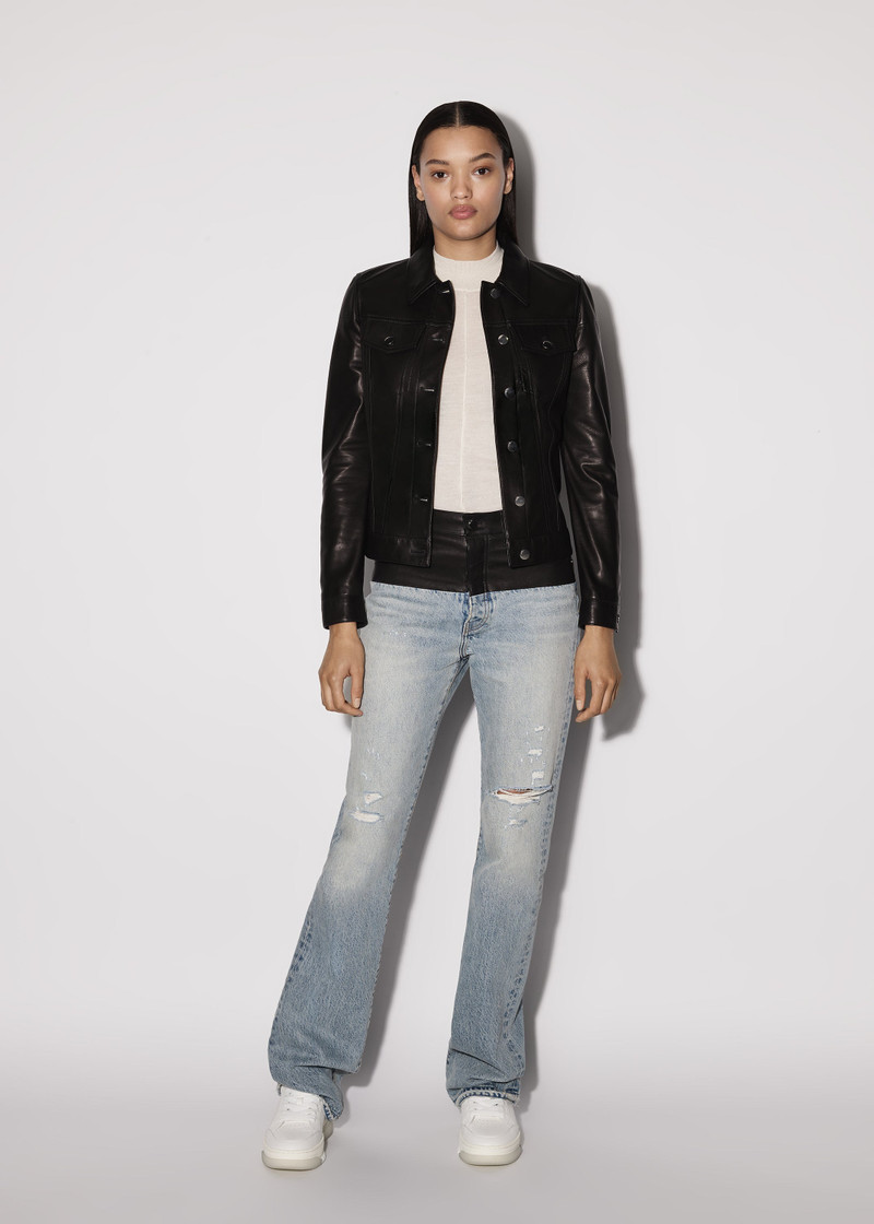 AMIRI LEATHER STRONG SHOULDER TRUCKER JACKET outlook