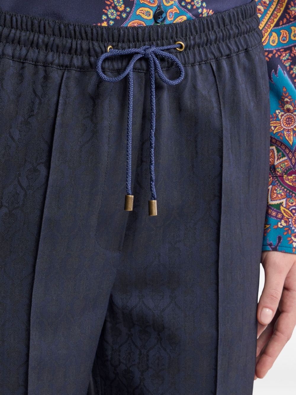 drawstring jacquard trousers - 5