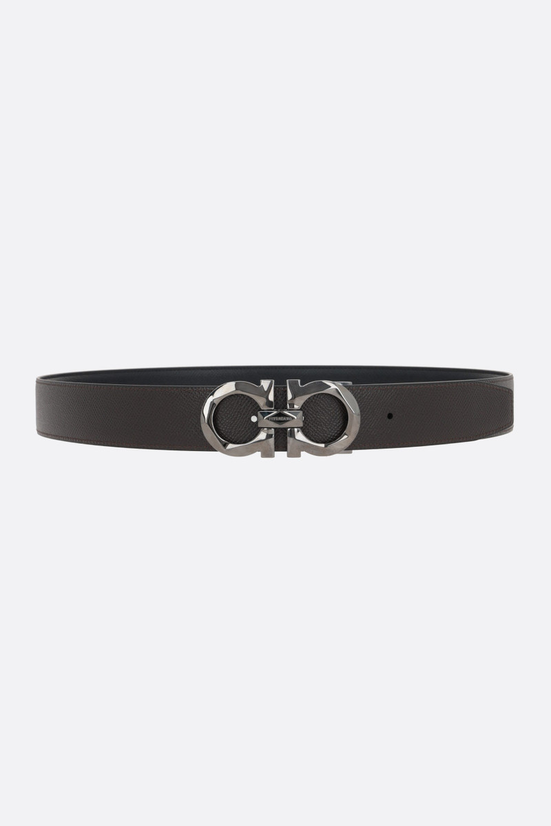 FERRAGAMO GANCINI GRAINY LEATHER REVERSIBLE BELT outlook