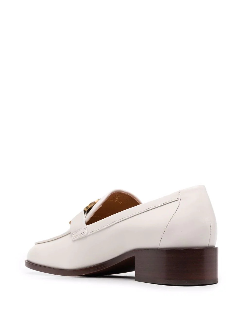 logo-plaque leather loafers - 3