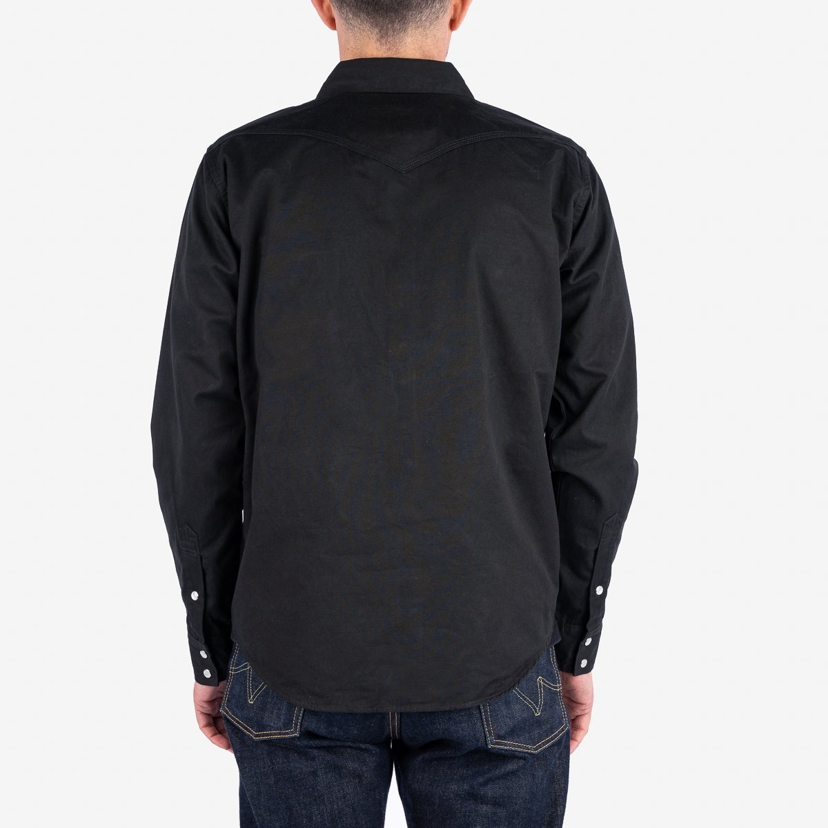 IHSH-394-BLK 7oz Fatigue Cloth Western Shirt - Black - 3