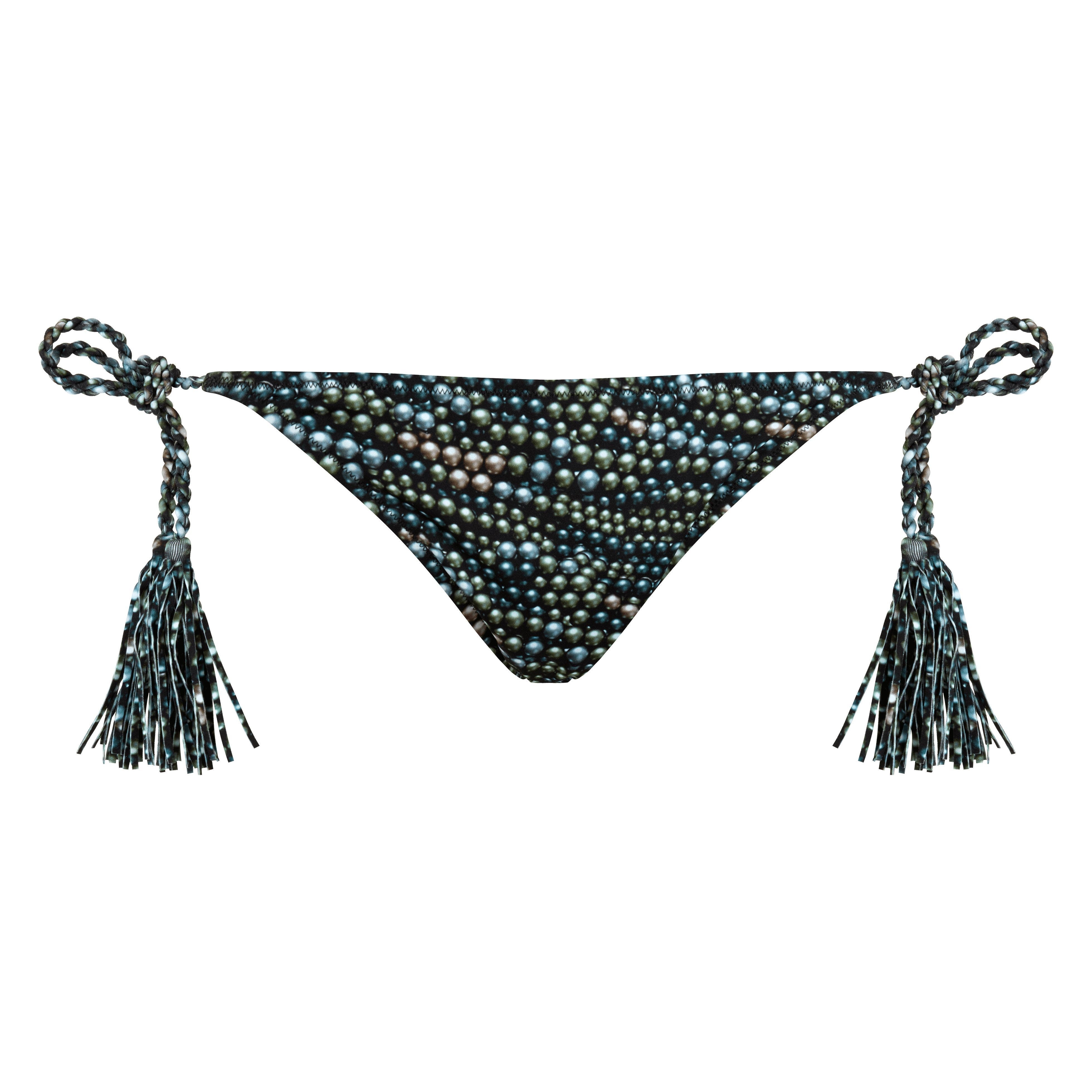 Vilebrequin Women's Pearl Jersey Rope Tresses Mini Brief Bikini Bottom in Noir at Nordstrom - 3