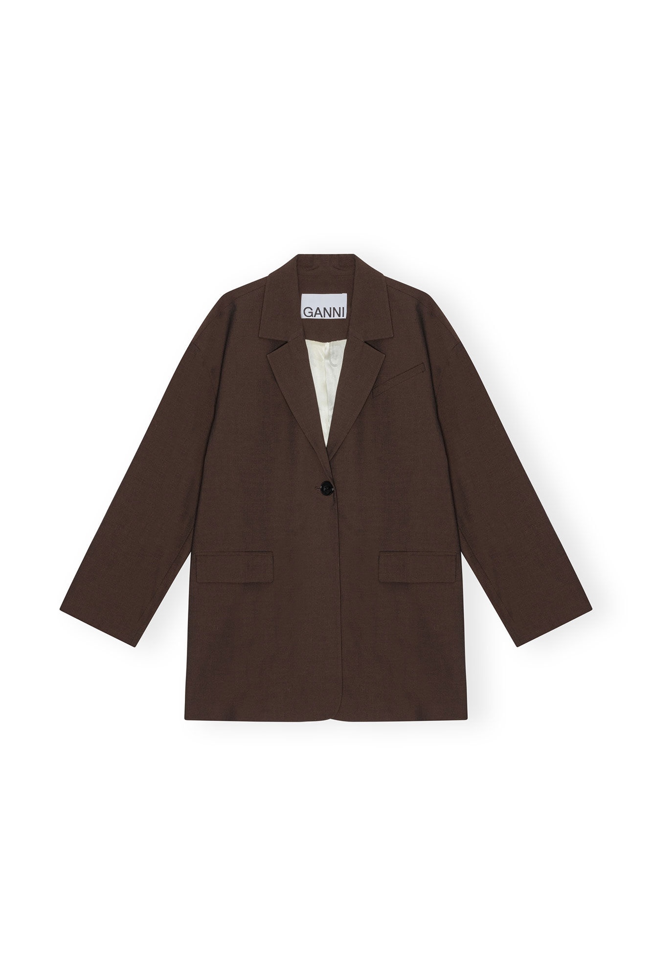 BROWN DRAPEY MELANGE BOXY BLAZER - 6