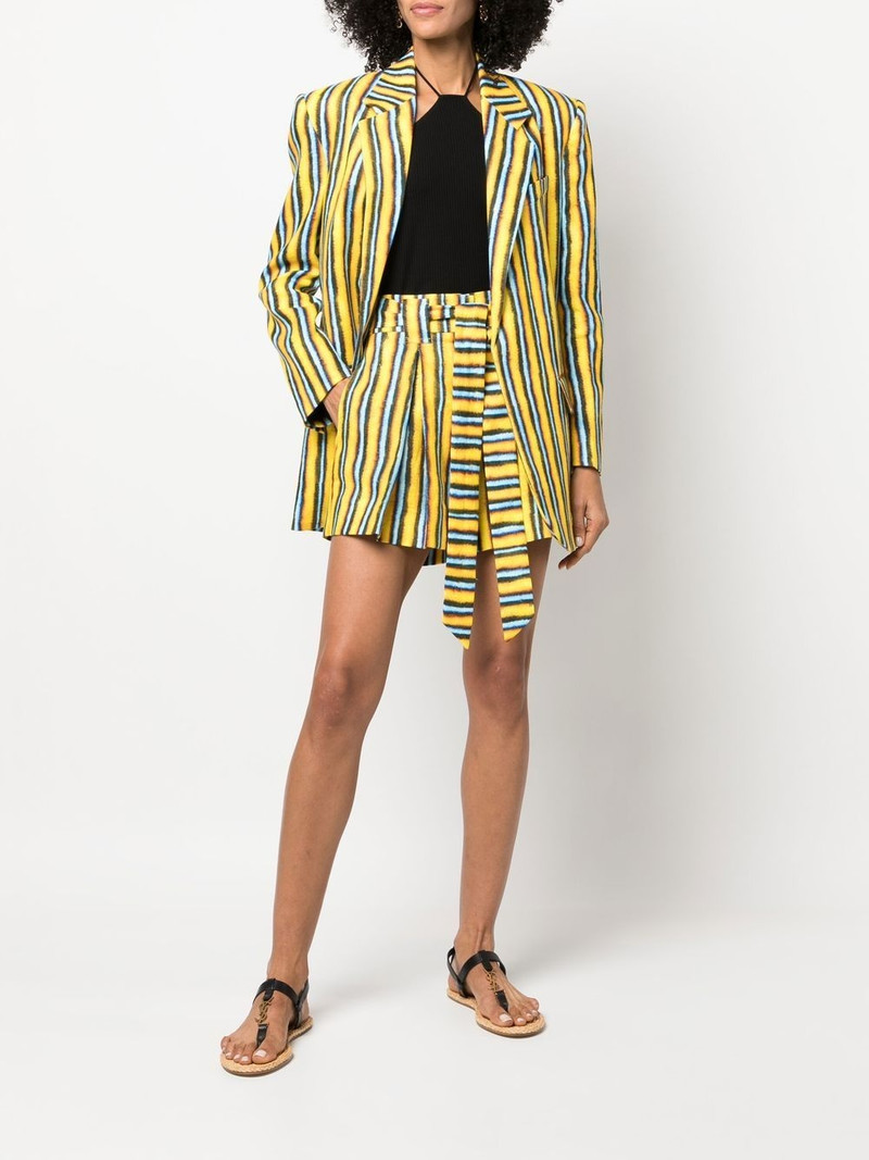 Roberto Cavalli striped tied-waist linen shorts outlook