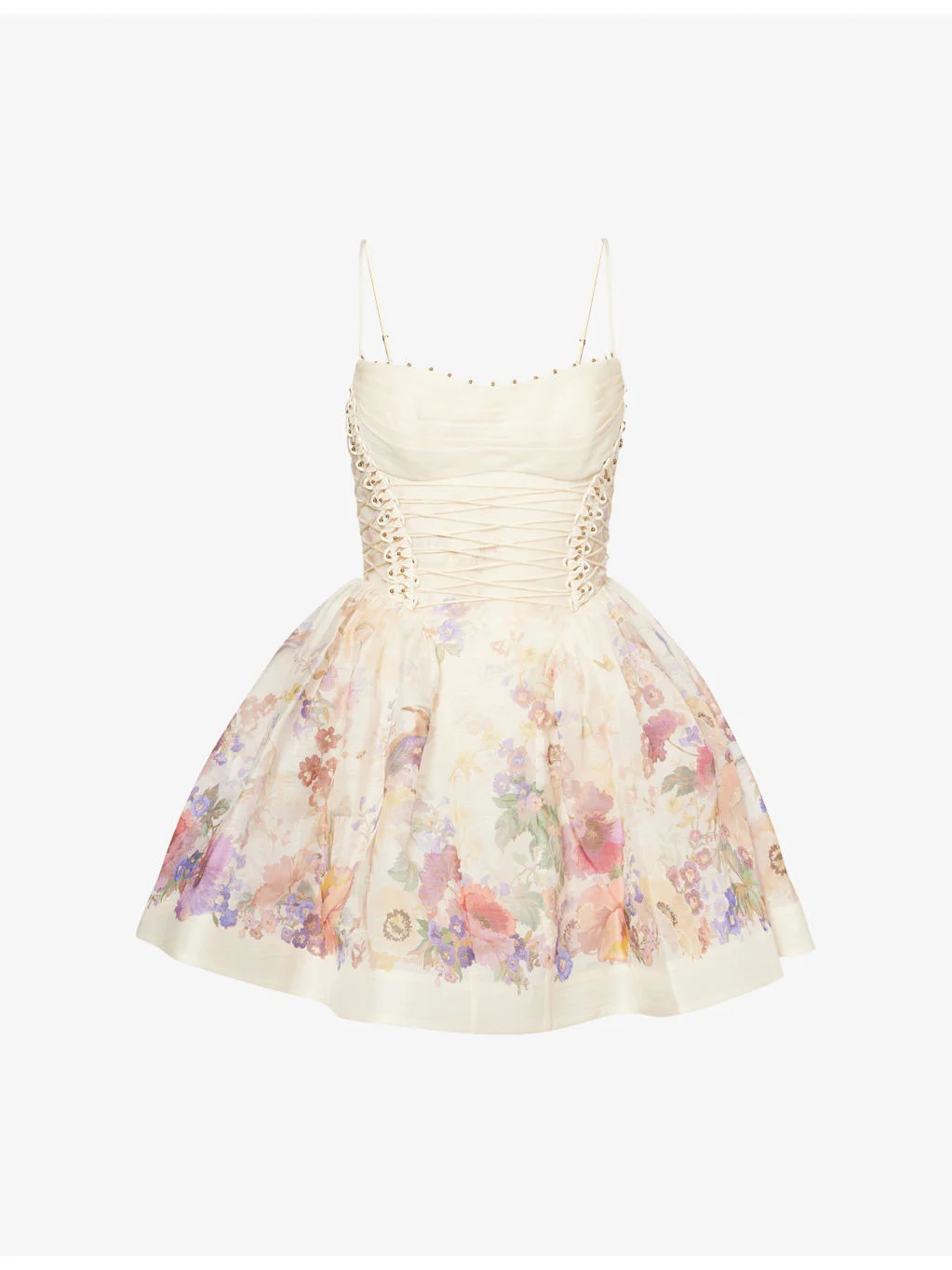 Alchemy Corseted Silk and Linen-Blend Mini Dress - 1