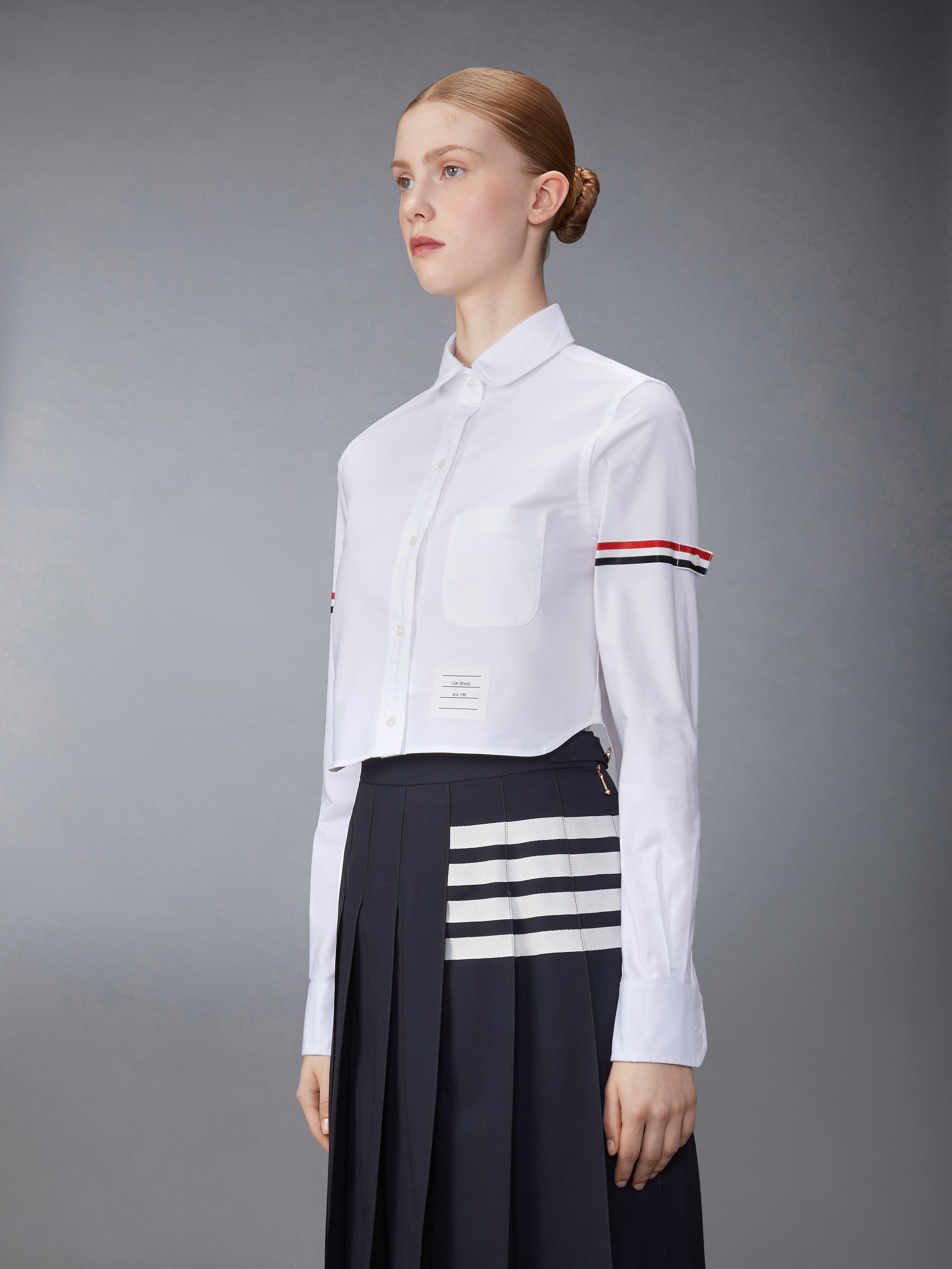 OXFORD ARMBAND CROPPED ROUND COLLAR SHIRT - 4