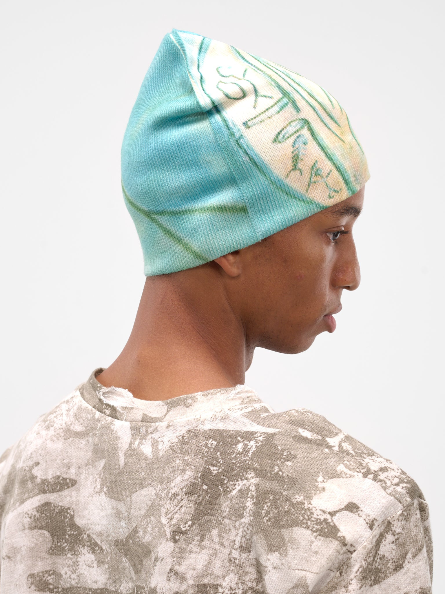 Teal Scarabold Graphic Rib Beanie - 3