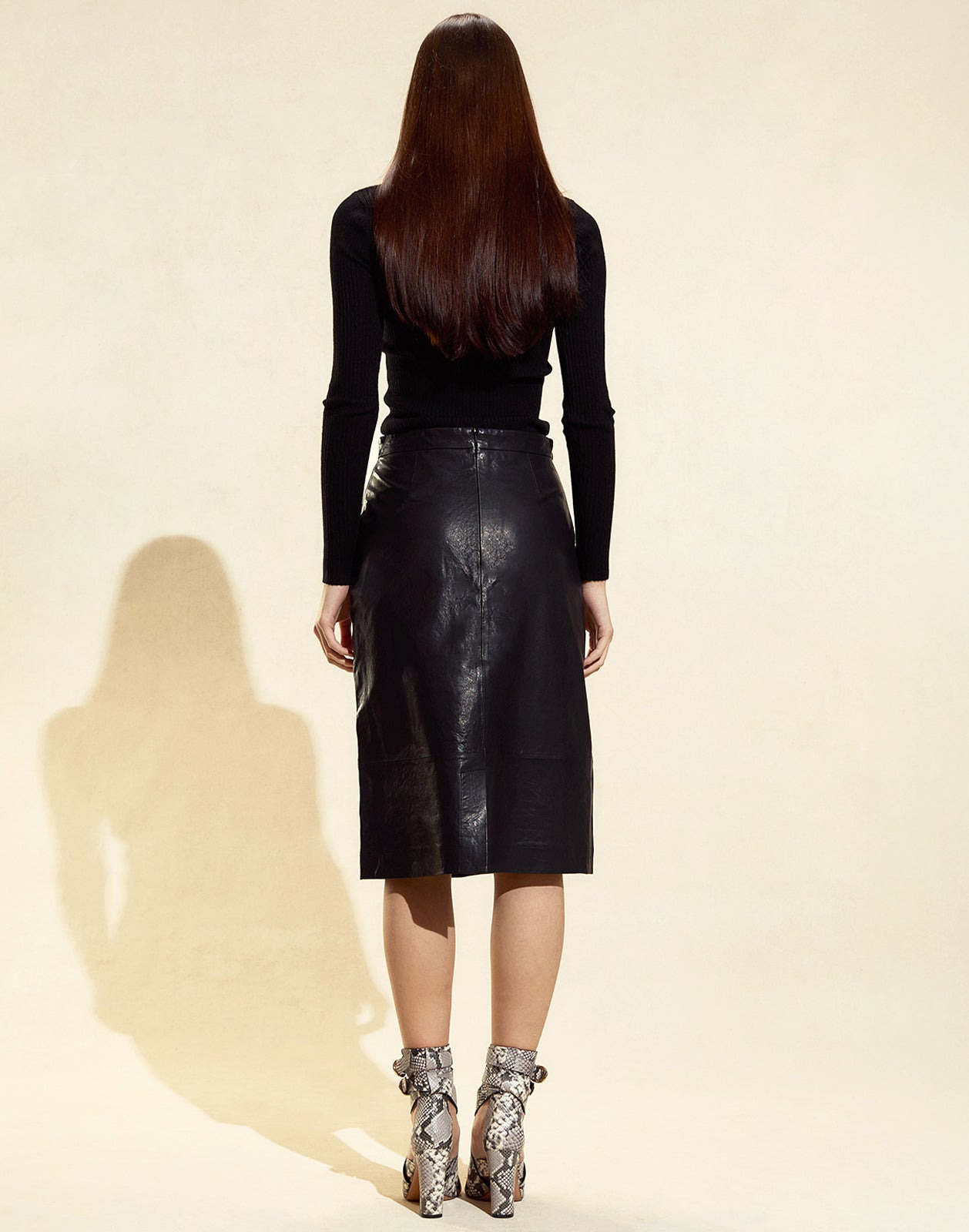 The London Leather Midi Skirt - 3