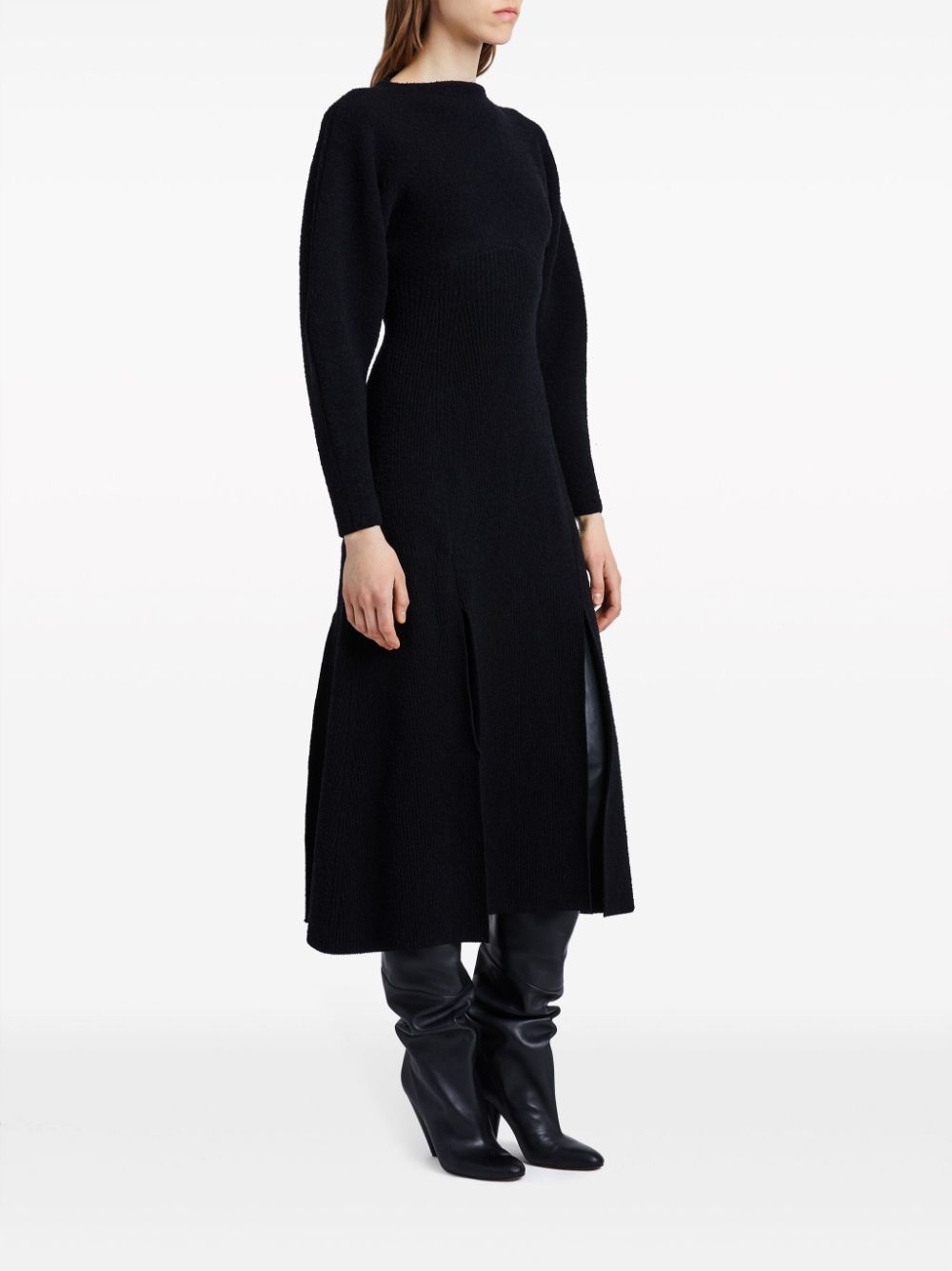 long-sleeved knitted midi dress - 3