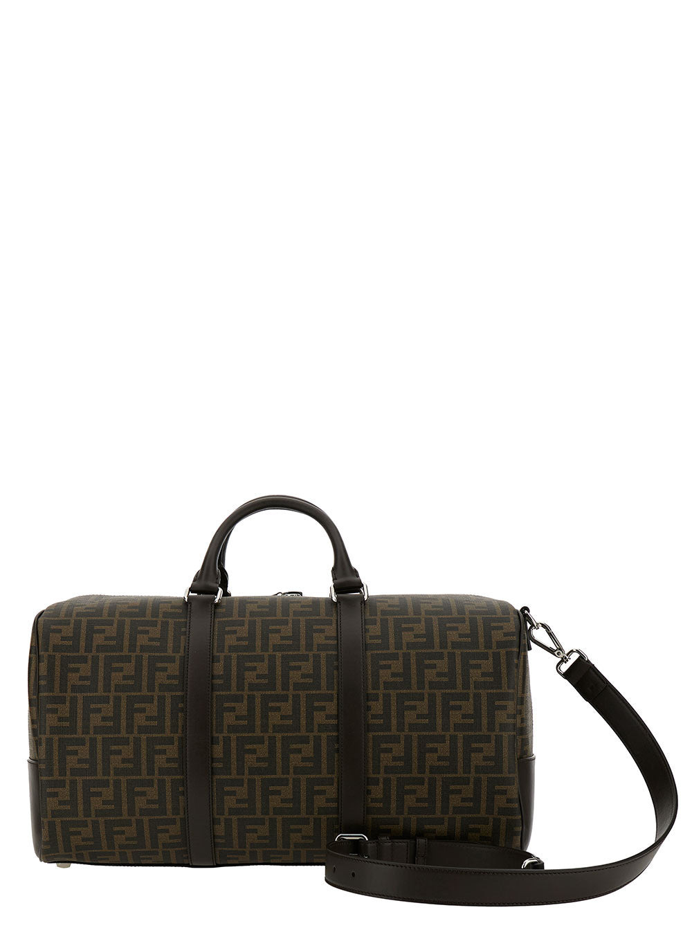 Fendi Men 'Large Duffle' Brown Travel Bag With Ff Motif In Fabric Man - 4