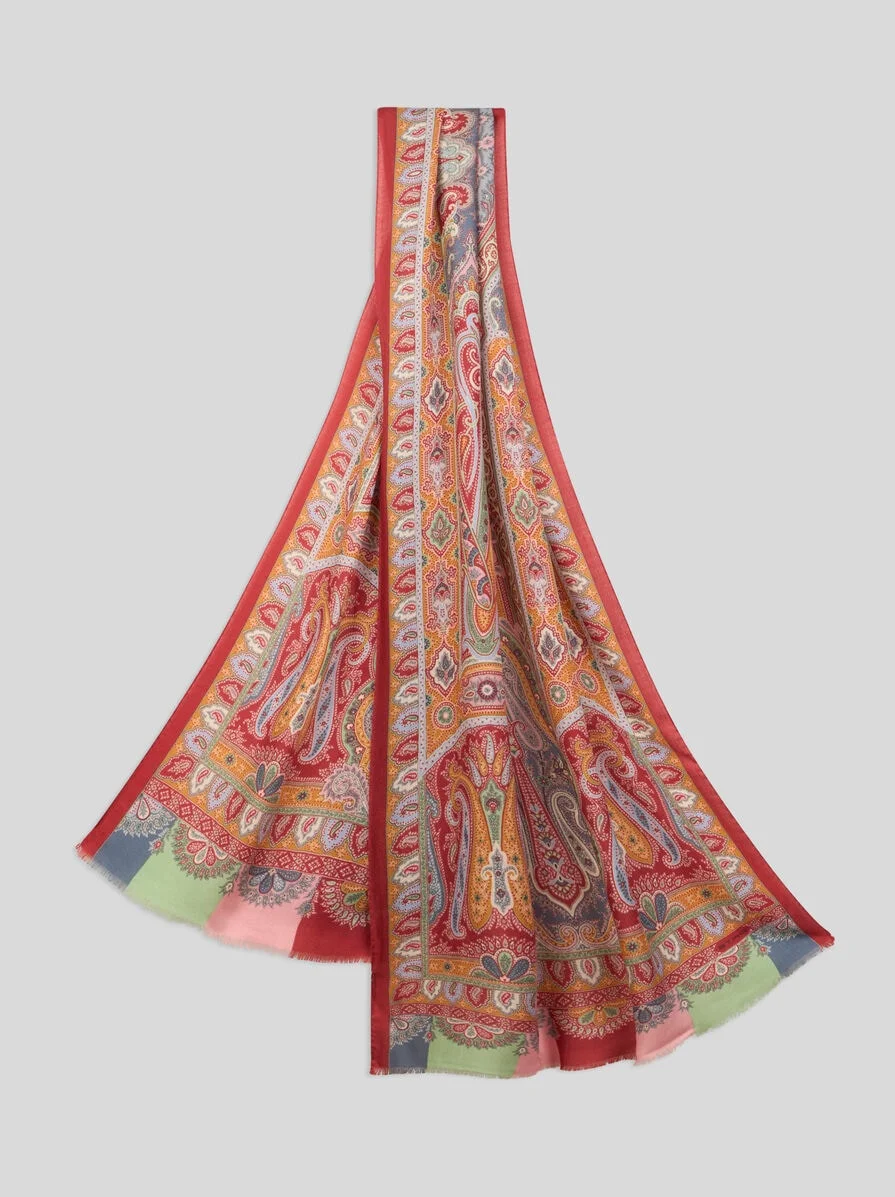 PRINTED CASHMERE AND SILK SCARF - 1