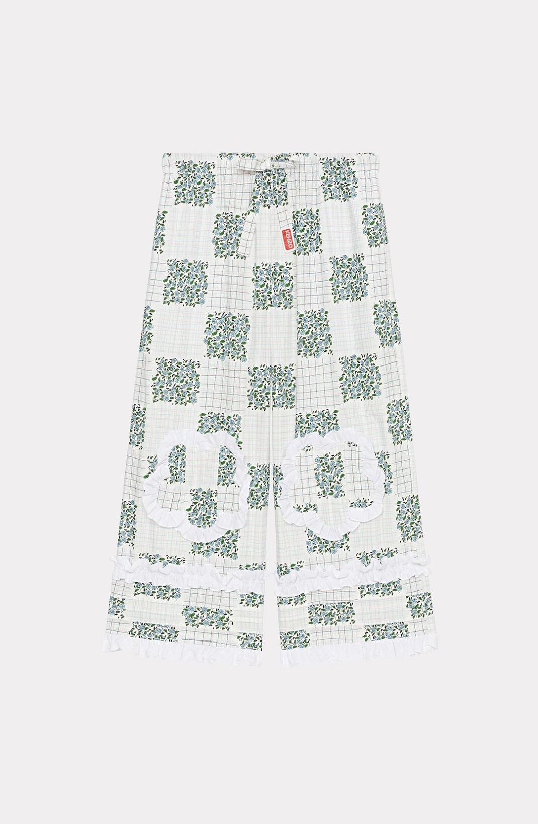 'Patchwork' cropped ruffle trousers - 1