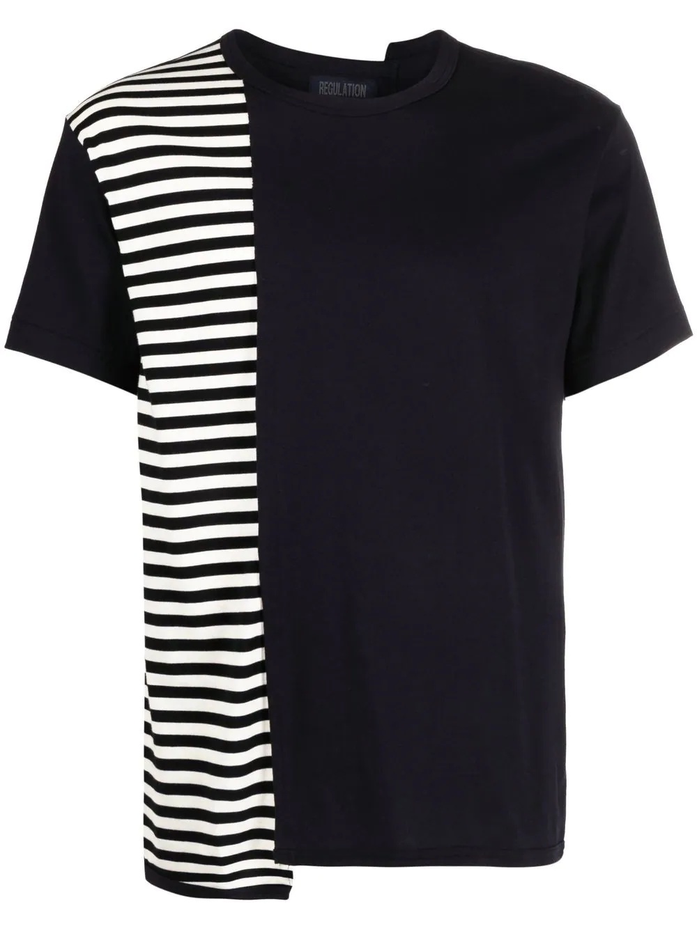 stripe-print detail T-shirt - 1